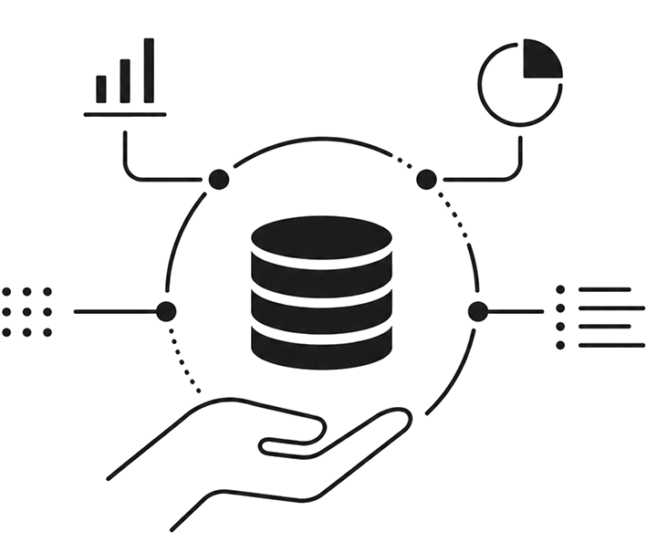 Database with charts and connected analytics nodes